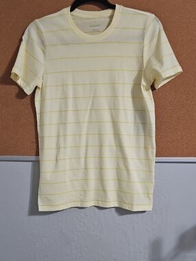 Everlane Women's Pale Yellow Stripe Short-Sleeve Crew Tee